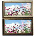 壁掛けアート アートパネル 風景画 フォトグラファー y2-hiro 写真 ワイド 額縁付き コスモス 秋桜 植物 緑 ピンク 白 自然 秋 母の日 花 ギフト...
