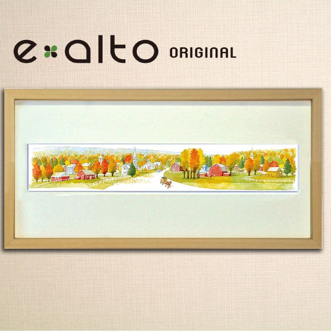 絵画 額縁付きキャンバスアート 風景画 アートフレーム/イラストレーター 高橋宣孝 たかはしのぶたか/水彩画 イラスト/風景水彩画 アメリカのイメージ