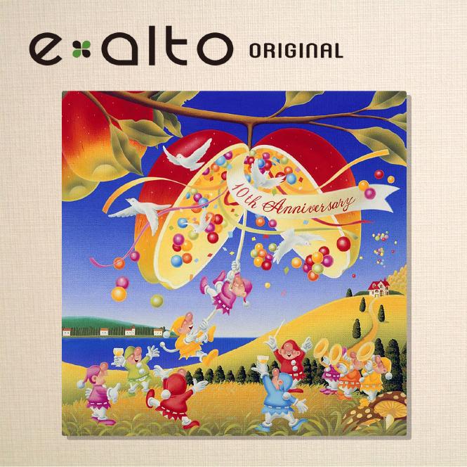 壁掛けアート アートパネル 風景画/イラストレーター 高橋宣孝 たかはしのぶたか/イラスト 絵画/風景画 秋の結婚式、花嫁花婿を囲んで記念撮影