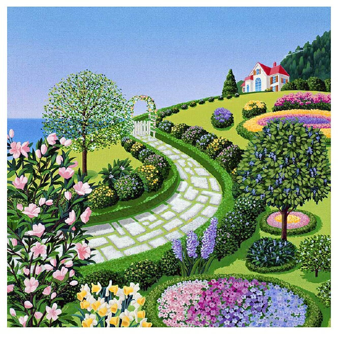 壁掛けアート アートパネル 風景画 イラストレーター 高橋宣孝 たかはしのぶたか イラスト 絵画 風景画 赤い家とお花の庭に石畳 りんどう 水仙 紫 ピンク 黄色 花 石 道 青空 海 赤い屋根 壁掛けアート アートパネル 風景画 イラストレーター 高橋宣孝 たかはしのぶたか イラスト 絵画 風景画 赤い家とお花の庭に石畳 りんどう 水仙 紫 ピンク 黄色 花 石 道 青空 海 赤い屋根