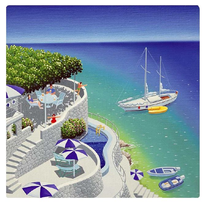 楽天市場 夏の風景画 海 イラスト ヨット アートパネル 壁掛け ファブリックパネル 絵画 エアルトアート