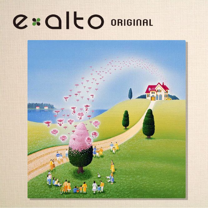 壁掛けアート アートパネル 風景画/イラストレーター 高橋宣孝 たかはしのぶたか/イラスト 絵画/風景画 花を咲かせる妖精とフォークダンスの絵