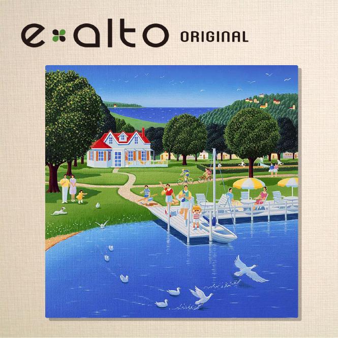 壁掛けアート アートパネル 風景画/イラストレーター 高橋宣孝 たかはしのぶたか/イラスト 絵画/風景画 ゴールデンウィークに家族でバカンスの絵