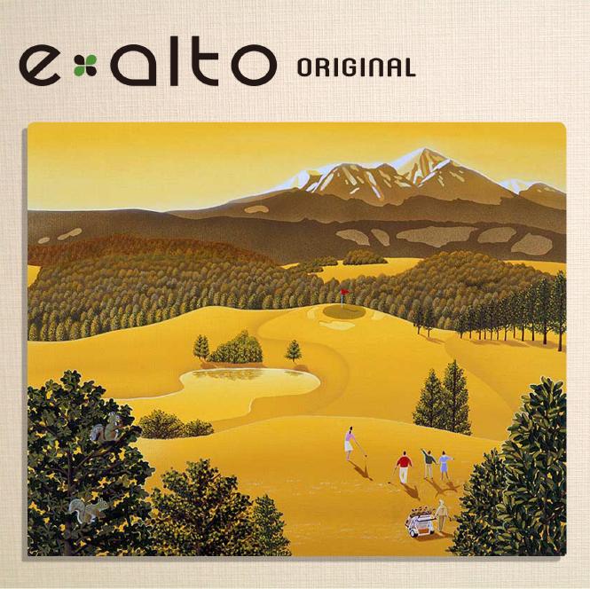 壁掛けアート アートパネル 風景画/イラストレーター 高橋宣孝 たかはしのぶたか/イラスト 絵画/風景画 秋の風景の中でゴルフを楽しむ人々