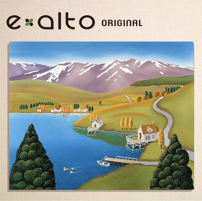 壁掛けアート アートパネル 風景画/イラストレーター 高橋宣孝 たかはしのぶたか/イラスト 絵画/風景画 湖畔の別荘と秋の風景画