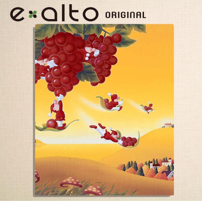 壁掛けアート アートパネル 風景画/イラストレーター 高橋宣孝 たかはしのぶたか/イラスト 絵画/風景画 秋ぶどうを運ぶ妖精達のイラスト