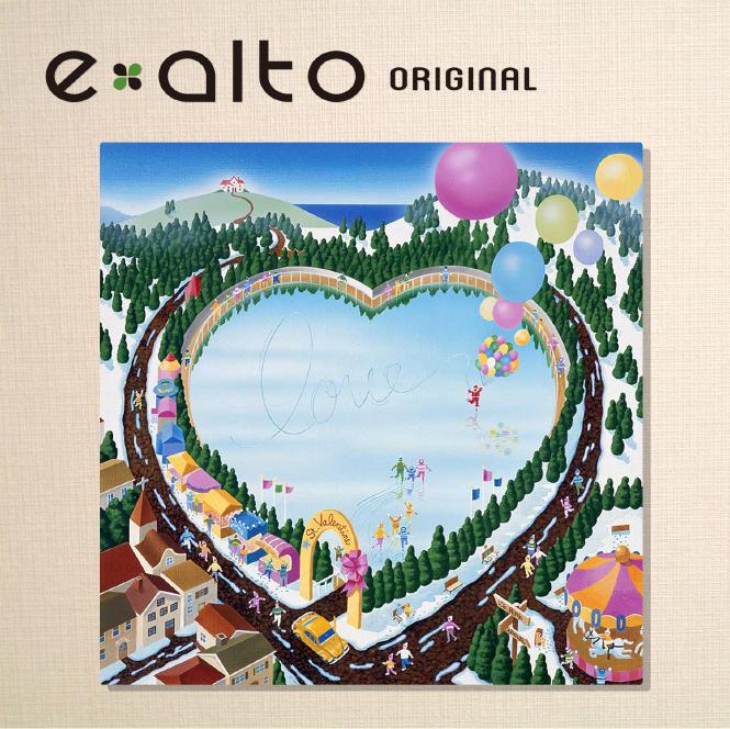 壁掛けアート アートパネル 風景画/イラストレーター 高橋宣孝 たかはしのぶたか/イラスト 絵画/風景画 ハート型 スケートリンクとバレンタイン