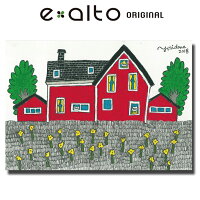当店限定商品!人気イラストレーターyoridonoによる『REDHOUSE(赤い家)』壁掛けキャンバスアート【ヨーロッパフランスイギリス北欧猫】【イラスト絵画】