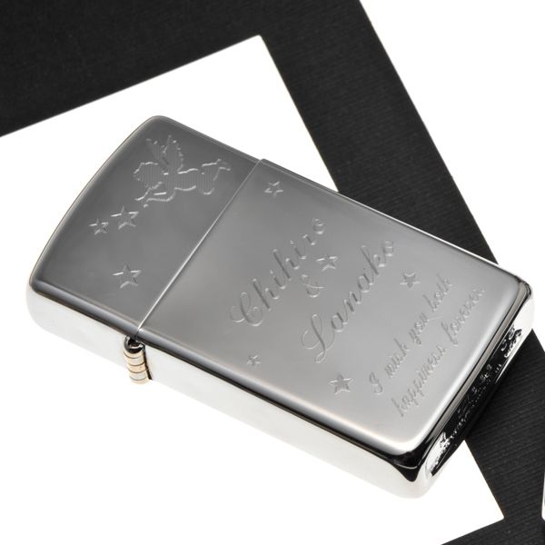 【ZIPPO　ライター】【ZIPPO　名入れ】【名入れ プレゼント zippo】光沢スリムZIPPO　＃1610