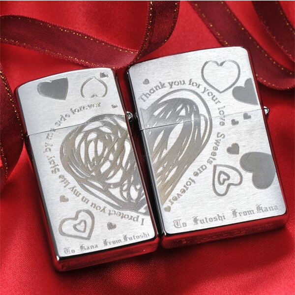 【ZIPPO ライター】【ZIPPO 名入れ】【名入れ プレゼント】 【ペアZIPPO】 ペアZIPPO-互いに伝えるメッセージ HEART