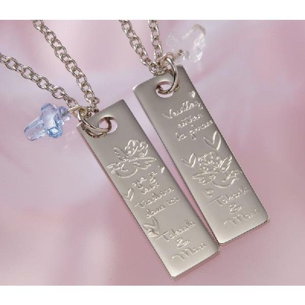 【名入れ専門】【名入れ プレゼント】【ペアセット】ロングネックレス ”天使に願いをこめて”