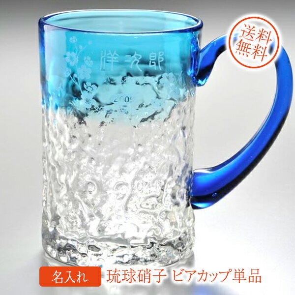 【名入れ専門】【名入れ プレゼント】琉球ガラス　オリジナルビアカップ　水彩　単品