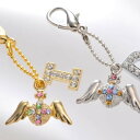 キーリング レディース おしゃれ ギフト 彫刻無し プレゼント 十字架羽モチーフ&イニシャルチャームセット 単品 メール便対応可能 代引き不可