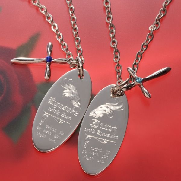 カップル おそろい 彼女 彼氏 ペアネックレス 名入れ 名入れ プレゼント オーバルプレートネックレス これからもずっとそばにいたい・・・