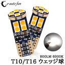 特売セール LEDバルブ T10 T16 ウェッジ球 キャンセラー内蔵 ポジション バックランプルームランプ等 無極性 爆光 800lm 6000k 2個セット 送料無料 送料無料
