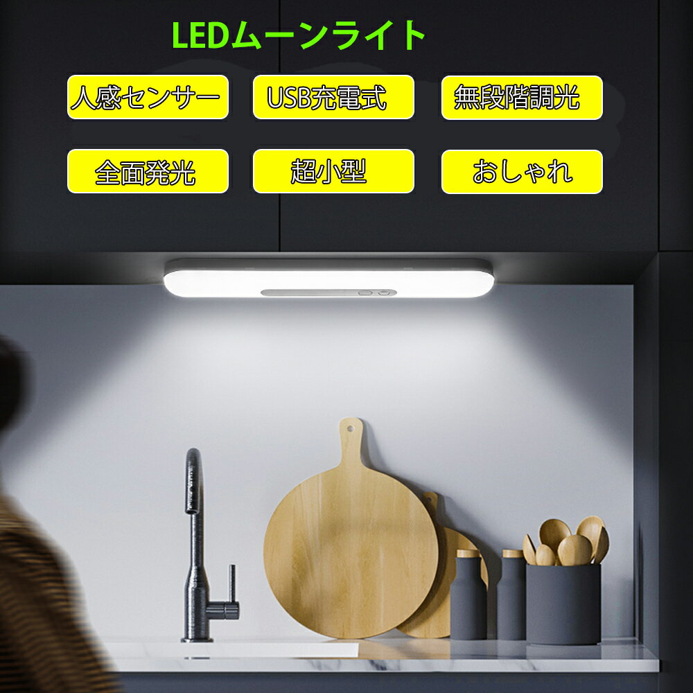 楽天e-auto fun新作商品 LED ナイトライト ムーンライト 人感センサー 無段調光 子供部屋 おしゃれ ベッドサイド USB充電 出産祝い 誕生日プレゼント 授乳ライト