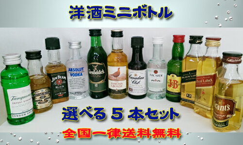 お試し！人気の洋酒ミニボトル選べる50ml×5本セット【沖縄】【洋酒】