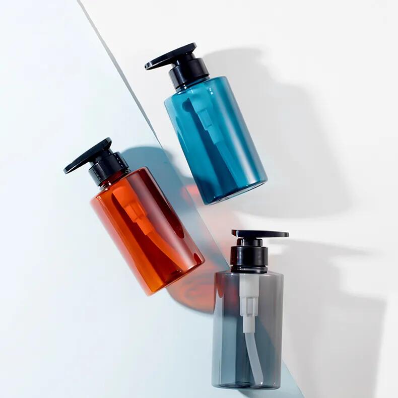【送料無料】シャンプーボトル　詰め替え用　500ml　3本セット　ボディソープ　トリートメント　コンディショナー　ソープボトル　並べて使える　半透明ボトル　幅広ヘッド