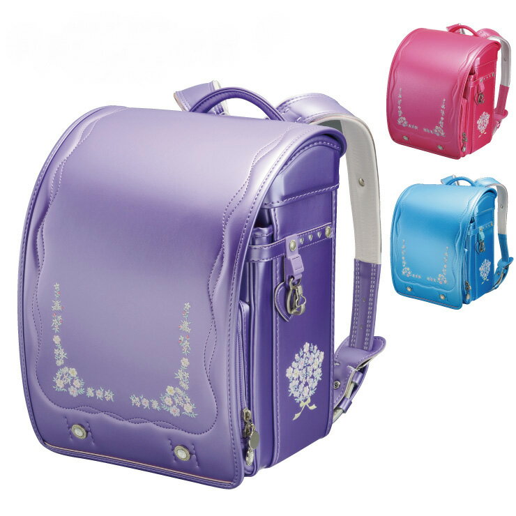 SALE 20%OFF フィットちゃん ランドセル 女の子 2020 クラリーノ A4 女子 花柄刺繍ランドセル 06058 花 刺繍 ハート 可愛い人気のランドセル 安心 安全 機能性 撥水加工 日本製 スクールバッグ ワンタッチロック ピンク ブルー ラベンダー 6年保証