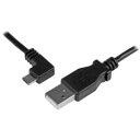 StarTech.com USBケーブル/A - Micro-B/2m/USB 2.0/左L型/オス・オス/BK(USBAUB2MLA) 目安在庫=△[メール便...