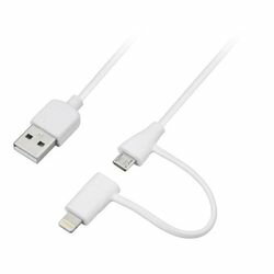 グリーンハウス GREEN HOUSE Lightning/microB-USB 充電ケーブル 15cm ホワイト GH-ALTMBA15-WH メーカー在庫品
