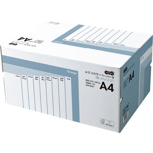 TPS αエコカラーペーパーII A4 オレンジ 業務用パック 1箱(5000枚:500枚×10冊)(AECORA4-BX) 目安在庫=○