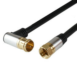 ホーリック horic アンテナケーブル3mブラック アルミヘッド L字差込式/ネジ式コネクタ(AC30-389BK) メーカー在庫品