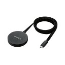 エレコム ELECOM ワイヤレス充電器 Qi認証 Qi2対応 15W/7.5W/5W マグネット式 卓上 ケーブル一体 平型メッシュケーブル 1m ブラック(W-MA05BK) メーカー在庫品