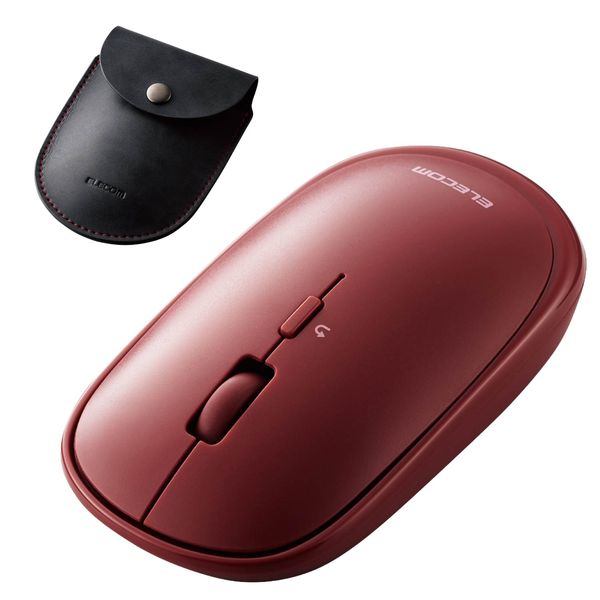 エレコム BlueLEDマウス 薄型 Bluetooth対応 4ボタン ポーチ付 レッド(M-TM10BBRD) メーカー在庫品【10P03Dec16】