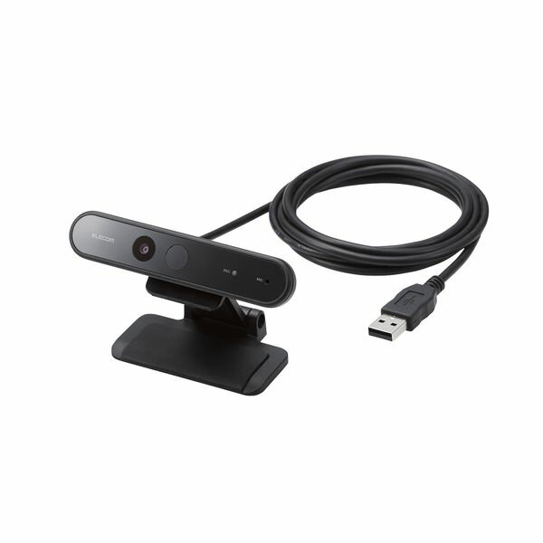 エレコム ELECOM WEBカメラ PCカメラ 高画質 200万画素 マイク内蔵 Windows Hello 顔認証 対応 ブラック(UCAM-CF20FBBK) メーカー在庫品