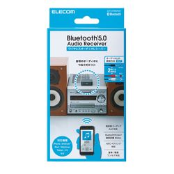 電源：DC5V 通信方式：Bluetooth標準規格 version5.0 出力：Bluetooth Power Class1 最大通信距離：見通し 約20m 使用周波数帯域：2.4GHz帯 変調方式：FHSS(周波数ホッピング方式スペクトラム拡散) 対応Bluetoothプロファイル：A2DP A2DPの対応コーデック：SBC、AAC A2DPの対応コンテンツ保護：SCMS-T方式 最大登録可能台数：8台 NFC：対応 外形寸法(幅x奥行x高さ)：約60×17×60mm 質量：約32g 筺体材質(カラー)：ブラック 動作環境：5〜35℃/20〜80%RH 保証期間：1年間検索キーワード:ELECOM | えれこむ | その他ハードウェア |本機を自宅のオーディオと接続することでワイヤレス化でき、スマートフォンなどの音楽を楽しめるBluetooth(R)オーディオレシーバーです。 ご自宅のオーディオをワイヤレス化できるだけでなく、スマートフォンの音声AI機能と一緒に使えば、ご自宅のオーディオをAIスピーカーのようにして使用可能です。※スマートフォンが音声AI機能を搭載し、スマートフォンのマイクより音声操作ができる場合 高音質コーデックAAC対応。iPhoneやiPadなどとの接続で高音質な音楽再生を実現します。 Bluetooth(R)Class1に対応し、通信距離見通し約20m(実測値)。従来品と比較し、より安定した通信を実現しました。 オーディオとの接続用として、ステレオミニケーブルの他にRCA変換ケーブルも付属しています。オーディオアンプなど、幅広い機器で使用が可能です。 NFC対応のスマートフォンなら、タッチするだけで接続設定が可能です。接続の設定画面を開く必要がありません。 SCMS-T対応なので、著作権保護の音楽も再生が可能です。 手のひらサイズでコンパクトのため設置場所を選ばず、外観も鏡面仕上げの美しいデザインで本機を接続するオーディオ機器の雰囲気を壊しません。 ※本製品に通話機能はありませんので、接続するスピーカーなどを通して、通話することはできません。電源：DC5V 通信方式：Bluetooth標準規格 version5.0 出力：Bluetooth Power Class1 最大通信距離：見通し 約20m 使用周波数帯域：2.4GHz帯 変調方式：FHSS(周波数ホッピング方式スペクトラム拡散) 対応Bluetoothプロファイル：A2DP A2DPの対応コーデック：SBC,AAC A2DPの対応コンテンツ保護：SCMS-T方式 最大登録可能台数：8台 NFC：対応 外形寸法(幅x奥行x高さ)：約60×17×60mm 質量：約32g 筺体材質(カラー)：ブラック 動作環境：5〜35℃/20〜80%RH 保証期間：1年間 付属品：USB ACアダプタ、USB給電ケーブル(Type-A、Micro-B)、オーディオケーブル、RCA変換ケーブル、取扱説明書 生産国：Taiwan 法令対応：TELEC 適合規格：PSE