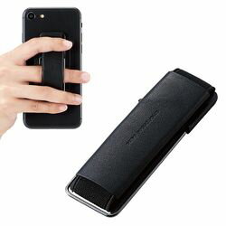 エレコム ELECOM スマホバンド スマホベルト 貼り付けタイプ レザー 落下防止 スタンド おし(P-STBLSBK) メーカー在庫品[メール便対象商品]