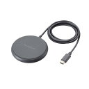 エレコム ELECOM エレコム ワイヤレス充電器 Qi認証 5W 卓上 滑り止めパッド ケーブル一体(W-QA25DGY) メーカー在庫品