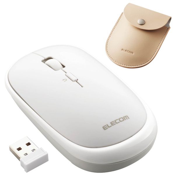 エレコム BlueLEDマウス 薄型 無線 4ボタン ポーチ付 ホワイト(M-TM10DBWH) メーカー在庫品【10P03Dec16】