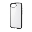エレコム ELECOM iPhone 16e ケース ハイブリッド 軽量 薄型 背面ガラスクリア ブラック(PM-A25STSLFCGBK) メーカー在庫品