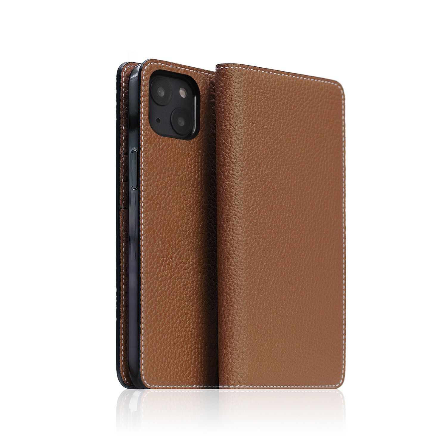 SLG Design Hybrid Grain Leather Case for iPhone 14 Saddle Brown 手帳型(SD24299i14BR) 仕入先在庫品