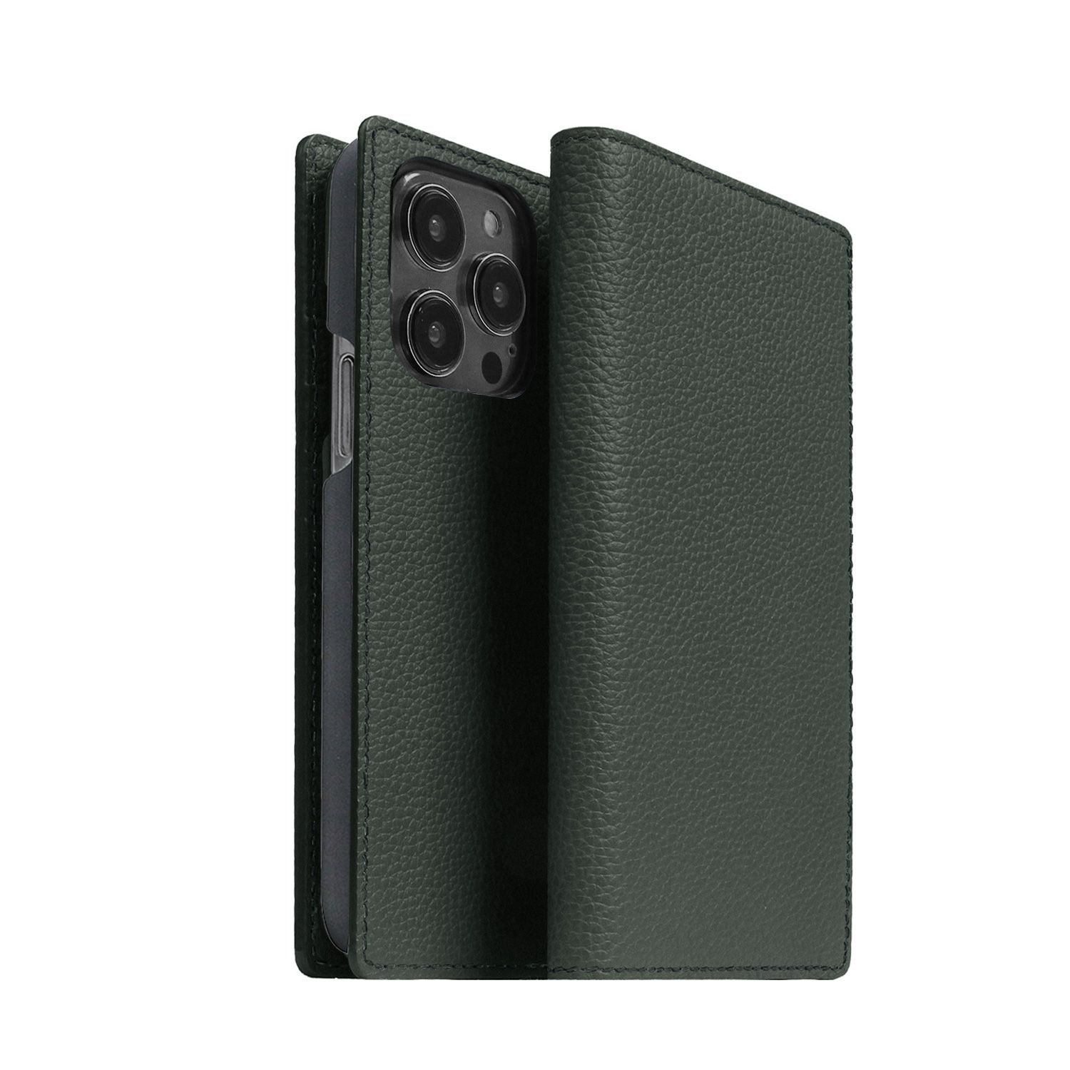 abbi SIGNATURE VINTAGE イタリアンレザーダイアリーケース for iPhone 14 Pro グリーン 手(ABS24071i14PGR) 仕入先在庫品