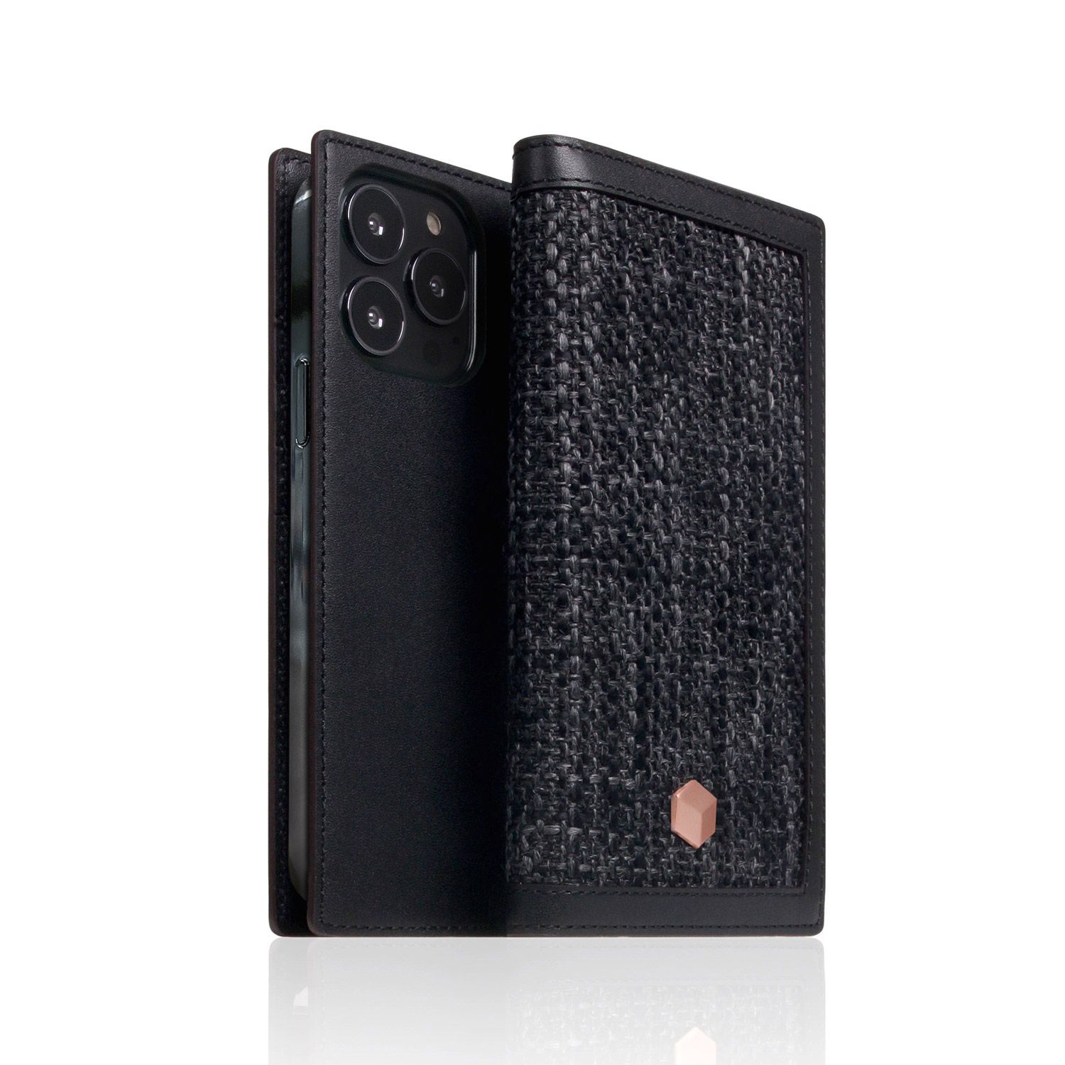SLG Design Edition Calf Skin Leather Diary for iPhone 14 Pro ブラック 手帳型(SD24336i14PBR) 仕入先在庫品