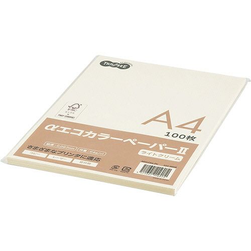 TPS αエコカラーペーパーII A4 ライトクリーム 少枚数パック 1冊(100枚)(AECLCA4-PK) 目安在庫=○