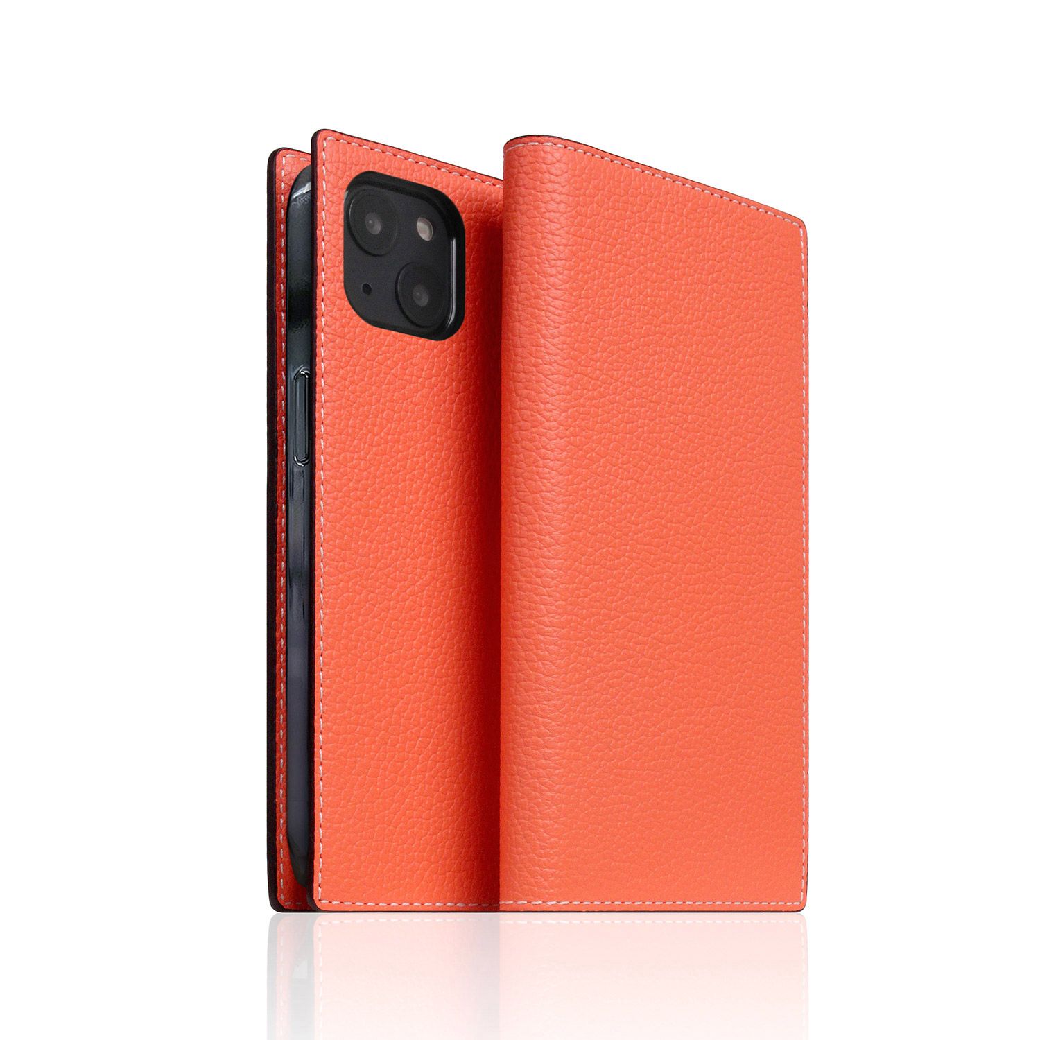 SLG Design Neon Full Grain Leather Case for iPhone 14 コーラル 手帳型(SD24303i14CR) 仕入先在庫品