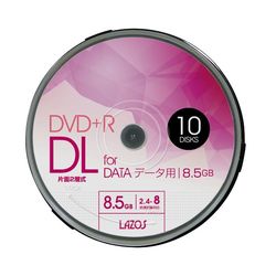 Lazos ブランクメディアディスク DVD+R DL データ用 10枚スピンドル L-DDL10P (1 目安在庫=△