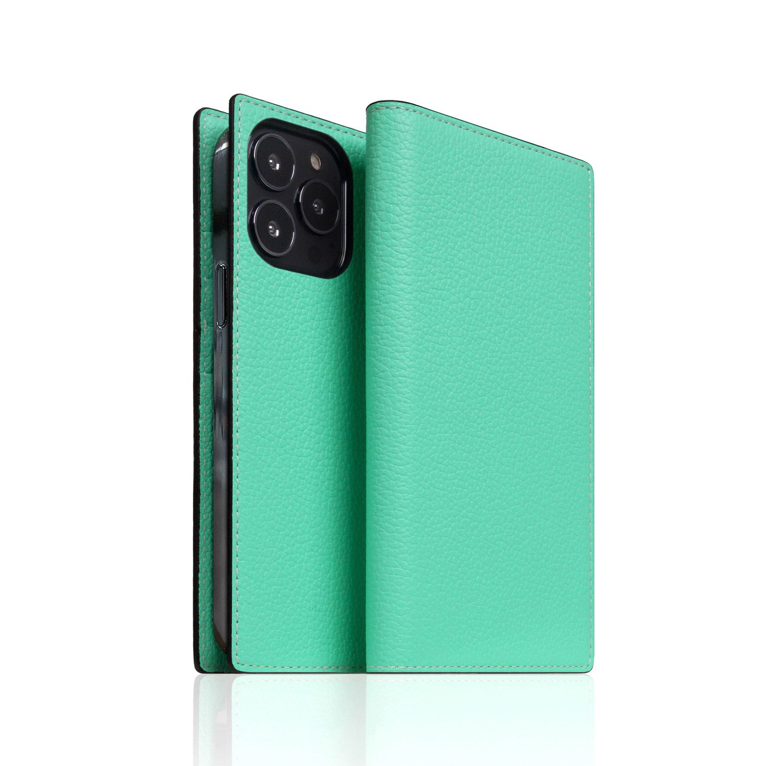 SLG Design Neon Full Grain Leather Diary Case for iPhone 14 Pro Teal 手帳型(SD24325i14PTL) 仕入先在庫品