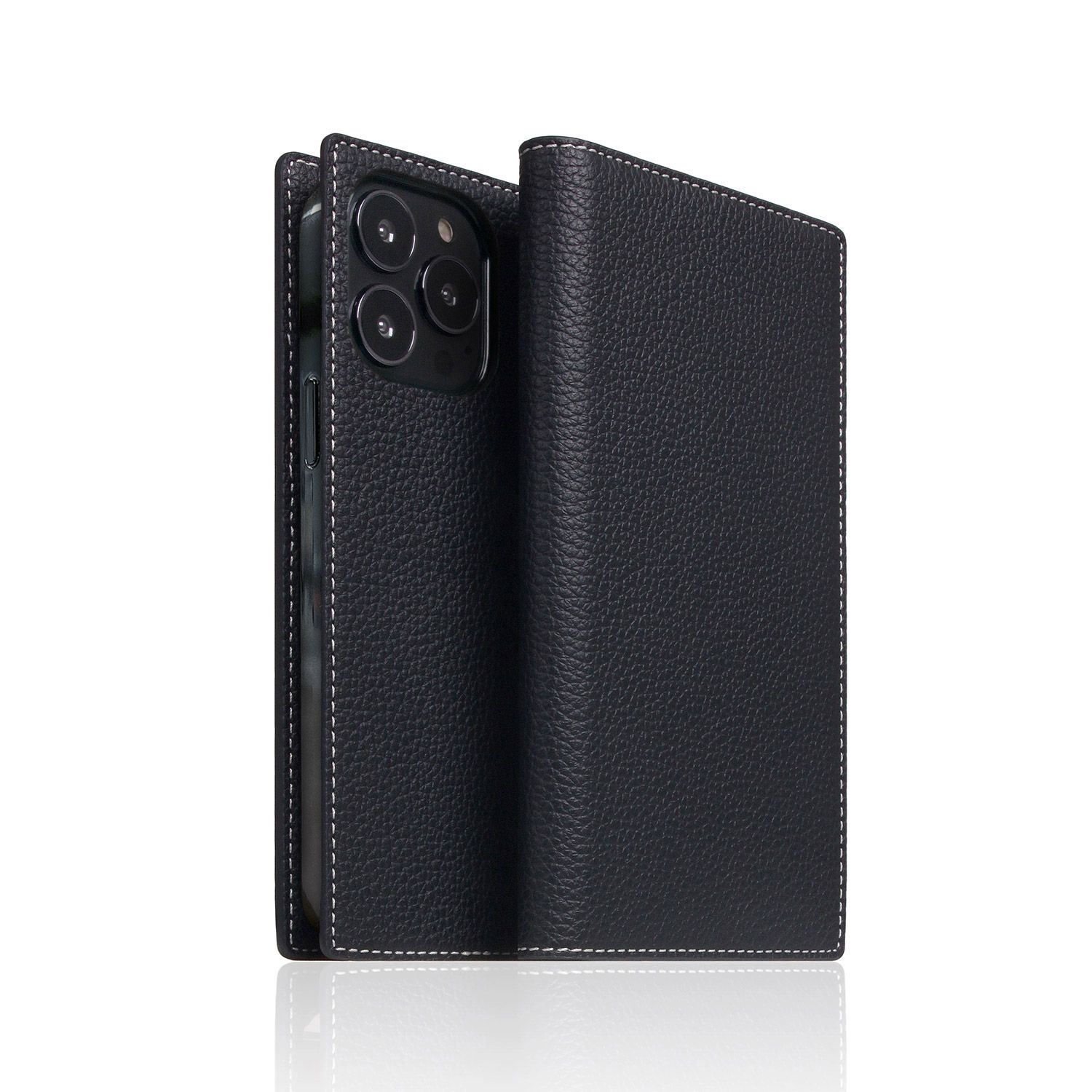 SLG Design Full Grain Leather Case for iPhone 14 Pro ブラックブルー 手帳型(SD24331i14PBB) 仕入先在庫品