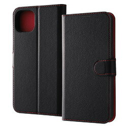 レイ・アウト iPhone 15 Plus レザー シンプル マグネット/ブラック/レッド(RT-P43ELC1/BR) 目安在庫=○