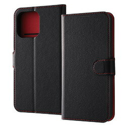 レイ・アウト iPhone 15 Pro Max レザー シンプル マグネット/ブラック/レッド(RT-P44ELC1/BR) 目安在庫=○