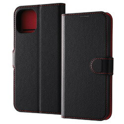 レイ・アウト iPhone 15 レザー シンプル マグネット/ブラック/レッド(RT-P41ELC1/BR) 目安在庫=○