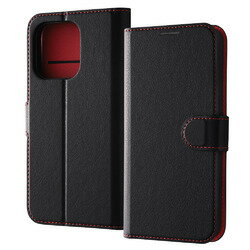 レイ・アウト iPhone 15 Pro レザー シンプル マグネット/ブラック/レッド(RT-P42ELC1/BR) 目安在庫=○