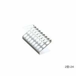 試験管立Z型（刻印入り） 2型-24 (1個)。検体の取り違え防止に!試験管の差込口に連番が刻印されており、検体の取り違え防止対策に適しています。スタッキングできるため、収納時に場所を取りません。SUS304製のため、耐薬品性が高くオートク...