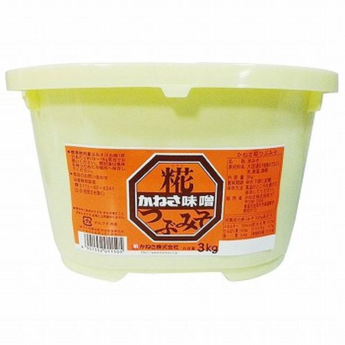 かねさ 青森の味！ 糀つぶみそ 角タル 3kg（1個） 目安在庫=△