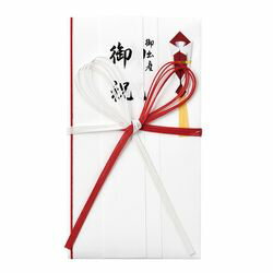 マルアイ コットン祝金封赤白5本花結び短冊3枚(キ-CH106) 目安在庫=○